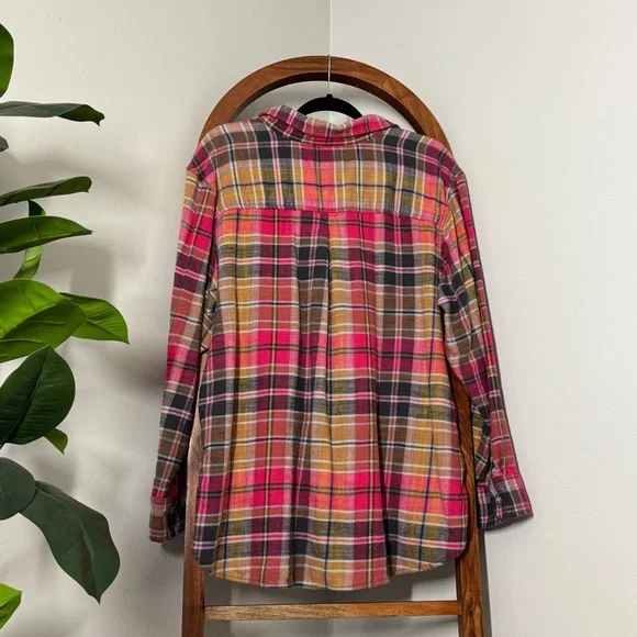 American Eagle XL Boyfriend Fit Plaid Long Sleeve 100% Cotton Flannel Shirt - Picture 2 of 8